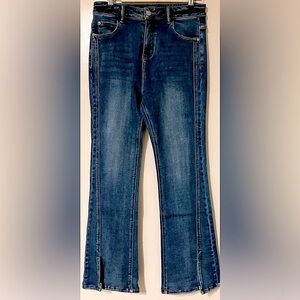 OGL Stretch Denim Bootcut Jeans/Front Seam w/Hem Slits Size 29 (8 petite length)